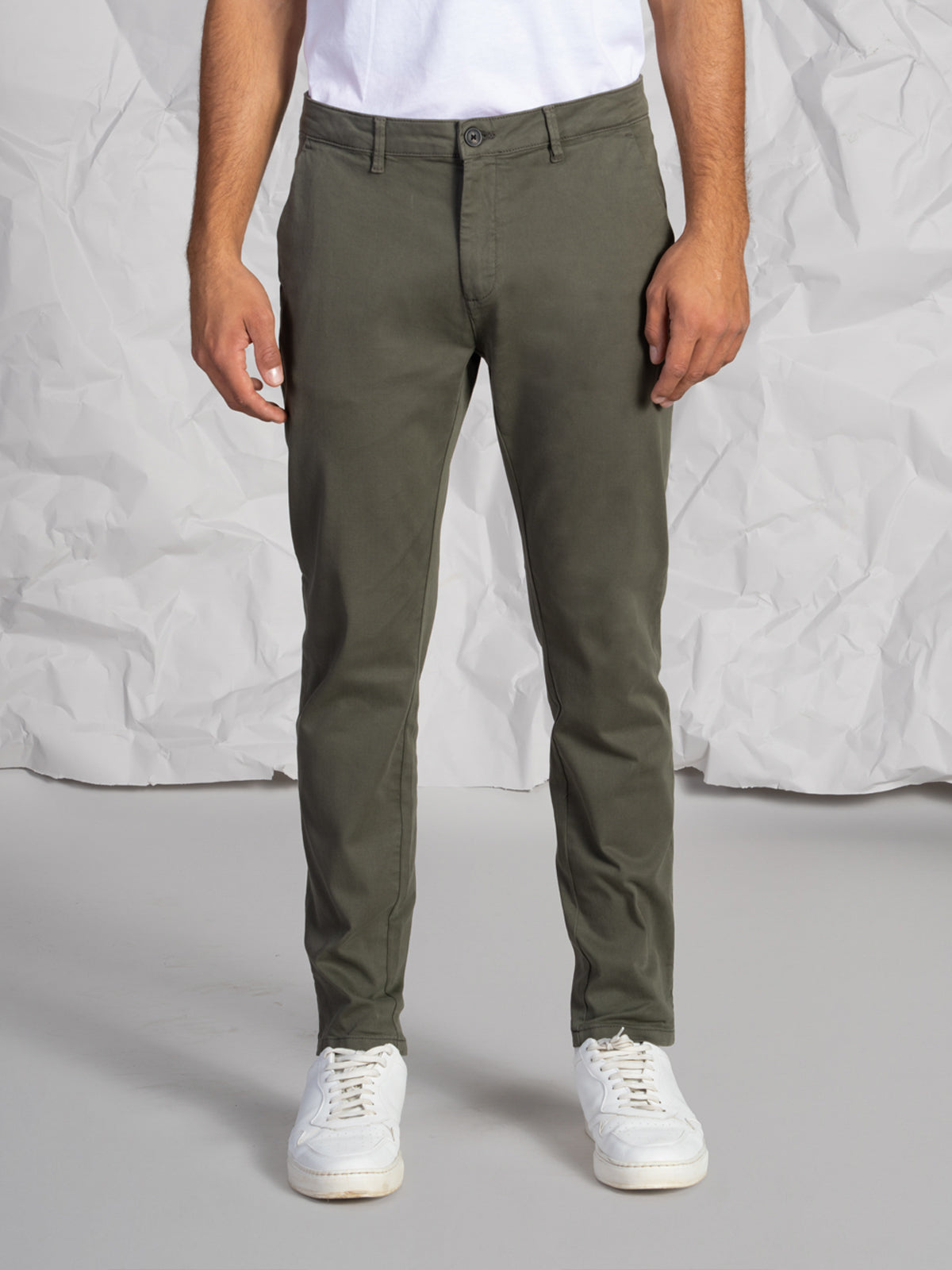 Pantaloni gabardine tasca America stretch|Colore:Verde militare