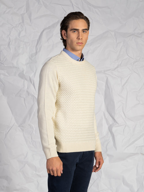 Maglia girocollo intrecciata|Colore:Beige