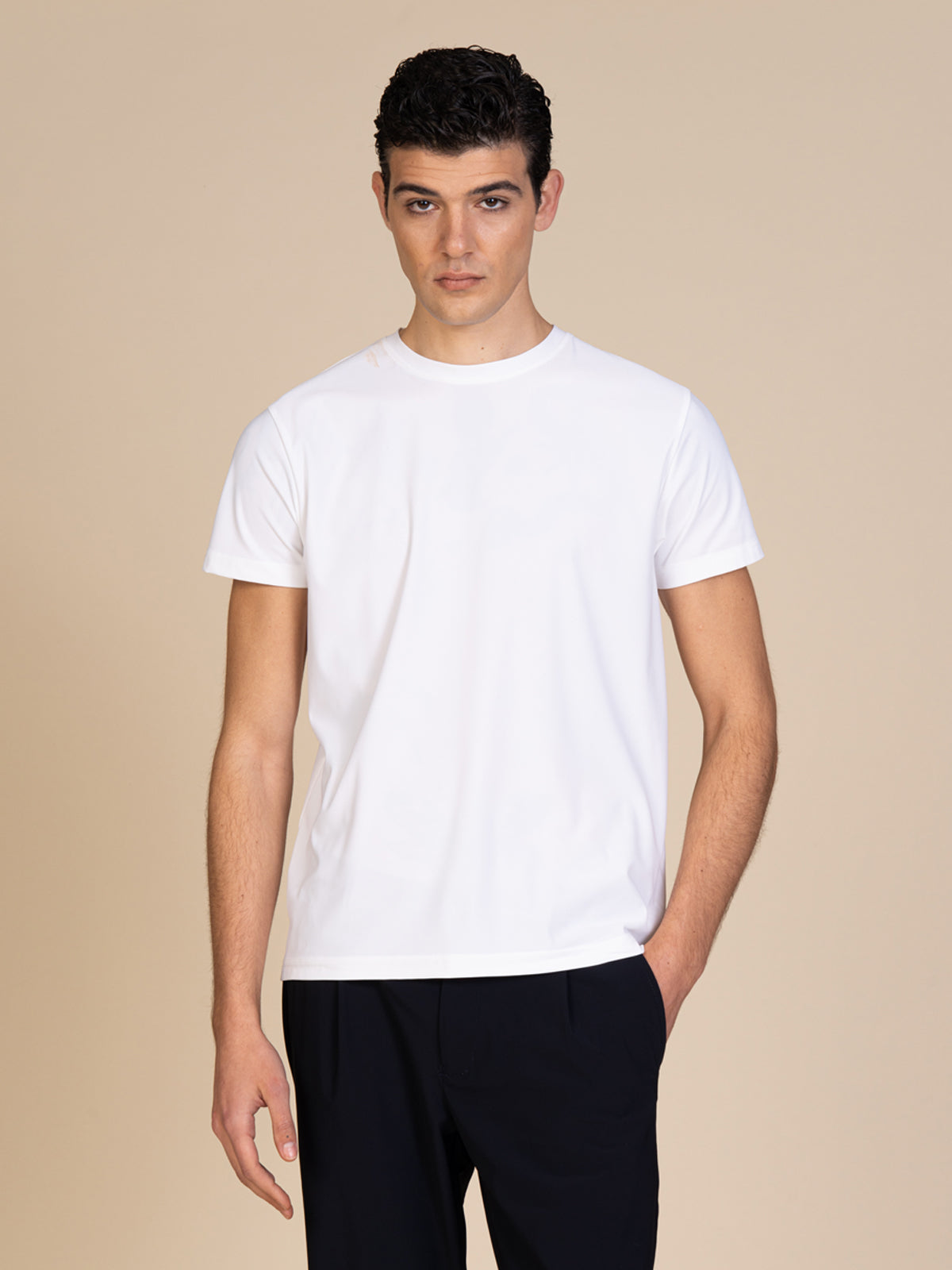 T-Shirt in tessuto tecnico|Colore:Bianco