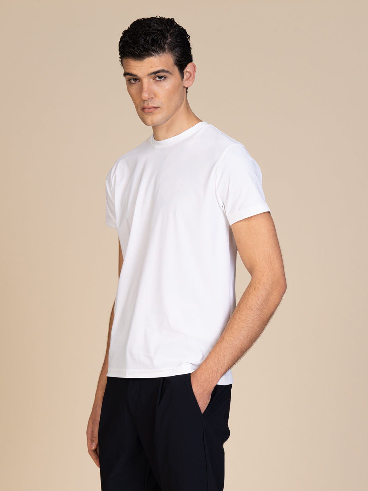 T-Shirt in tessuto tecnico|Colore:Bianco