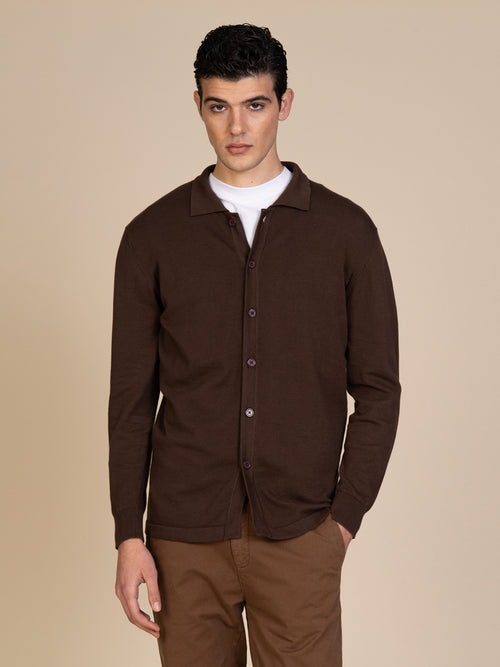 Maglia cardigan in cotone|Colore:Cacao