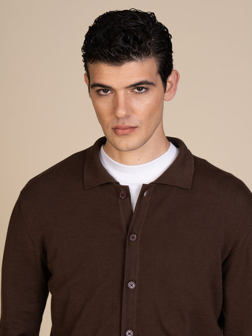 Maglia cardigan in cotone|Colore:Cacao