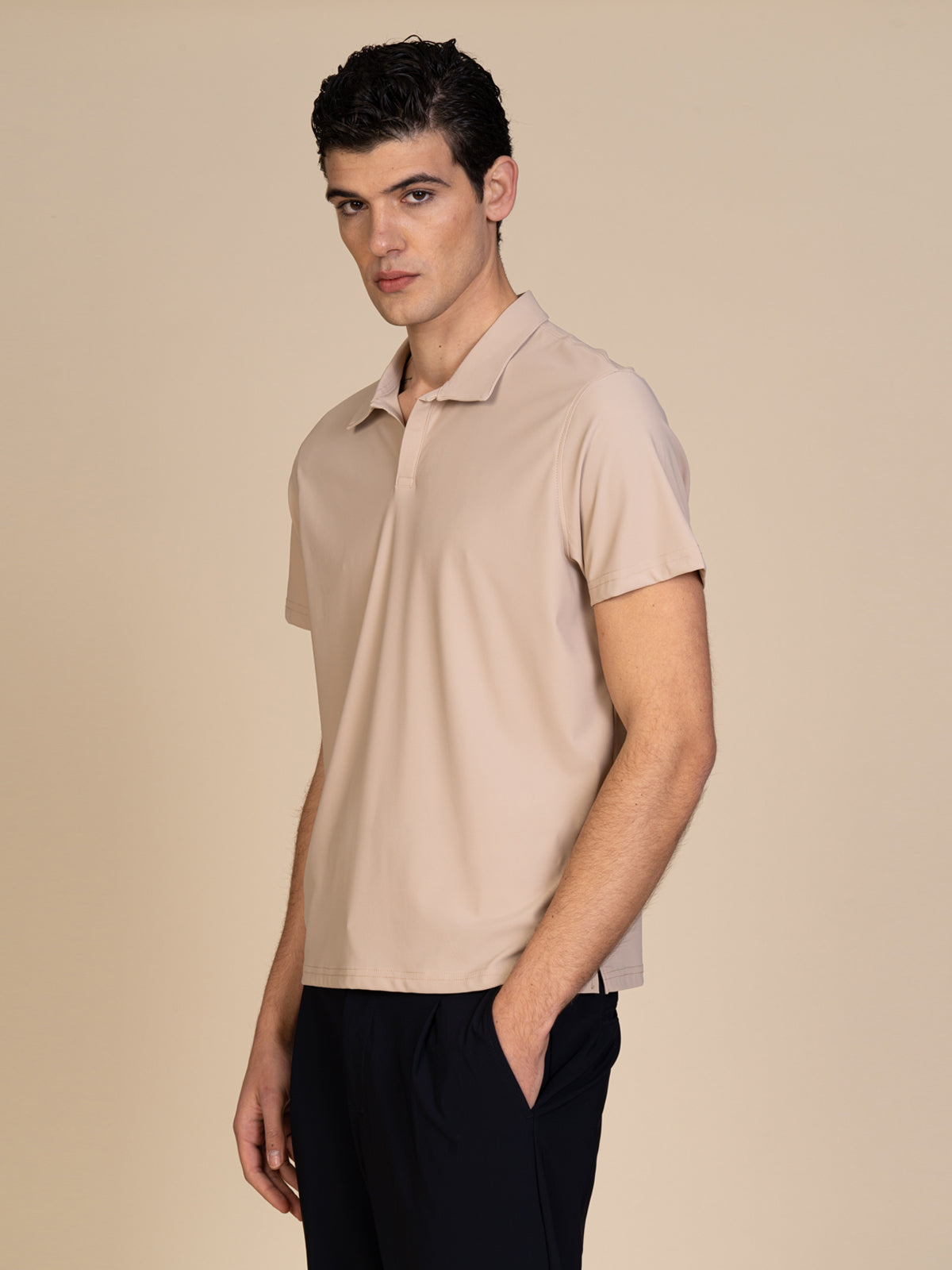 Polo in tessuto liscio|Colore:Beige