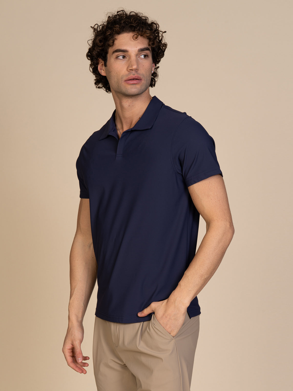Polo in tessuto liscio|Colore:Blu