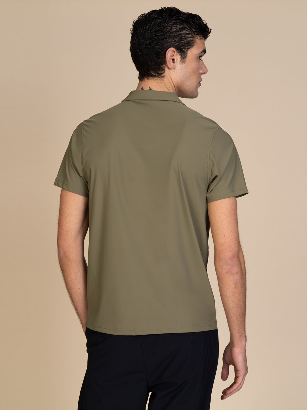 Polo in tessuto liscio|Colore:Verde militare