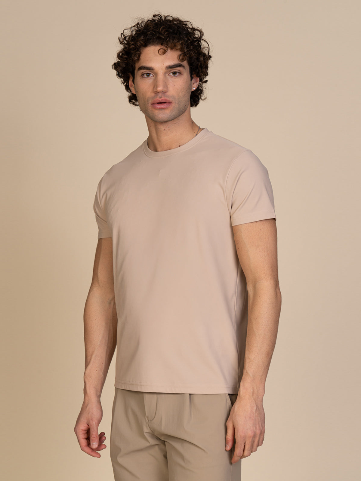 T-Shirt in tessuto tecnico|Colore:Beige