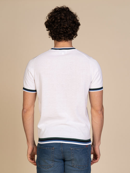 Maglia girocollo bande colori|Colore:Bianco