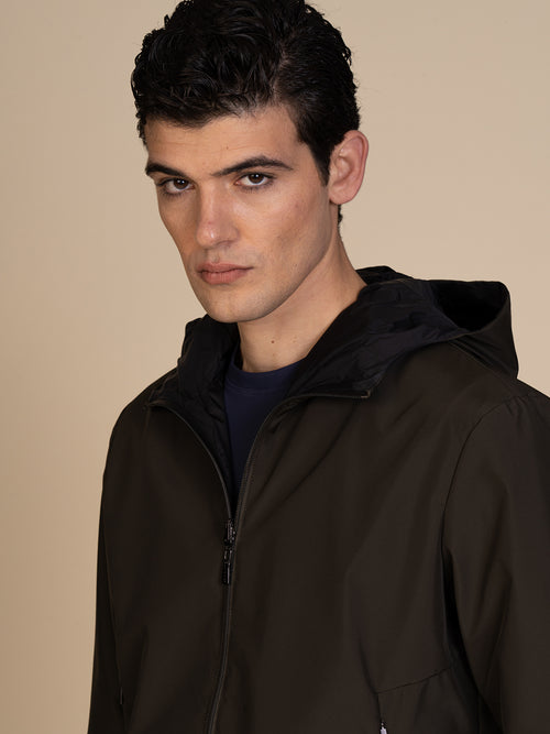 Giubbotto reversibile con cappuccio|Colore:Verde militare