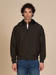 Giubbotto bomber con cappuccio|Colore:Verde militare