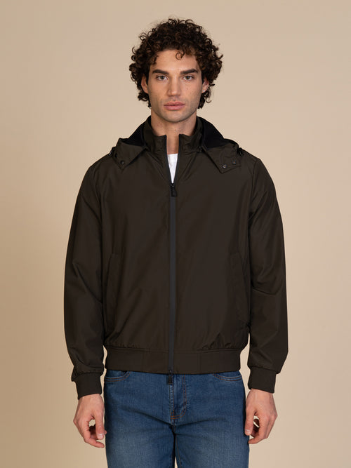 Giubbotto bomber con cappuccio|Colore:Verde militare