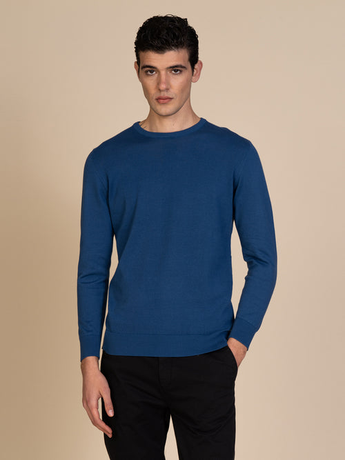 Maglia basic girocollo |Colore:Bluette