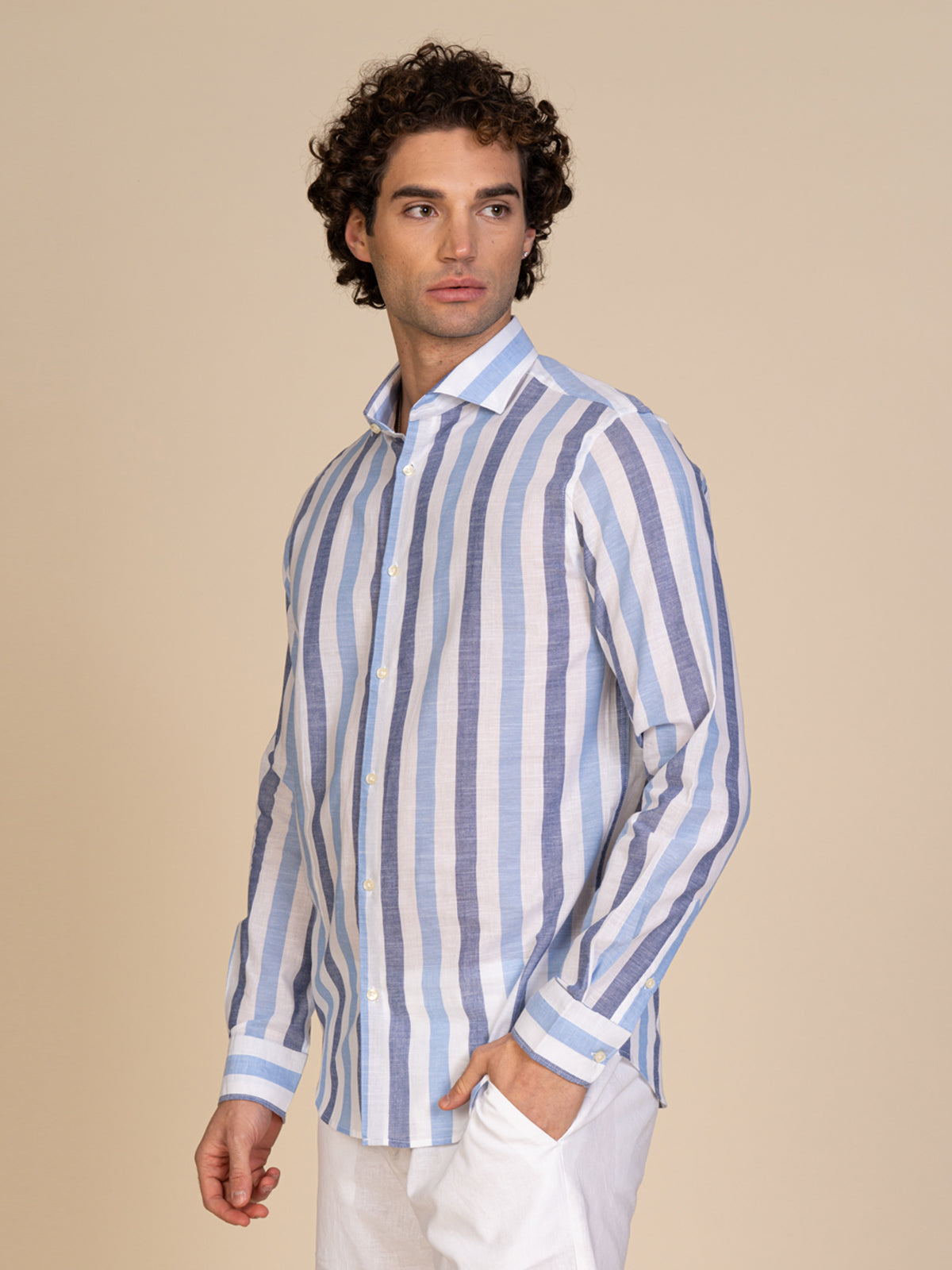 Camica a righe|Colore:Blu