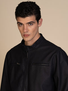 Giubbotto biker ecopelle|Colore:Blu dark