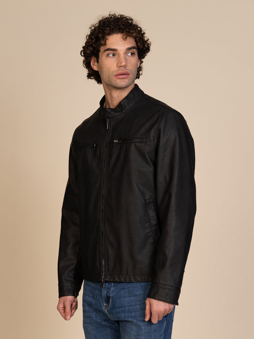 Giubbotto biker ecopelle|Colore:Black