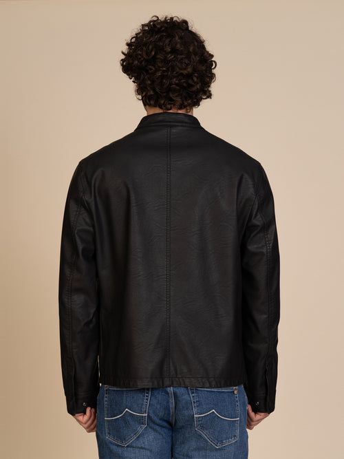 Giubbotto biker ecopelle|Colore:Black