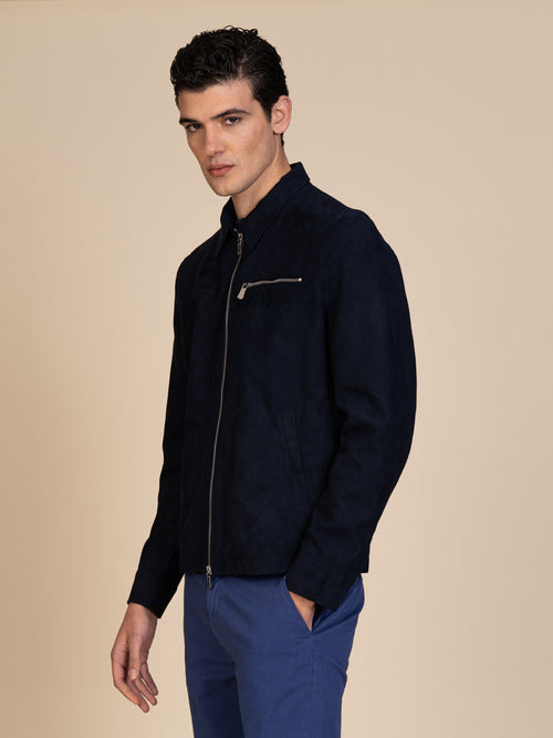 Giubbotto bomber effetto scamosciato|Colore:Blu