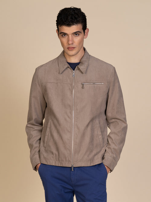 Giubbotto bomber effetto scamosciato|Colore:Sabbia