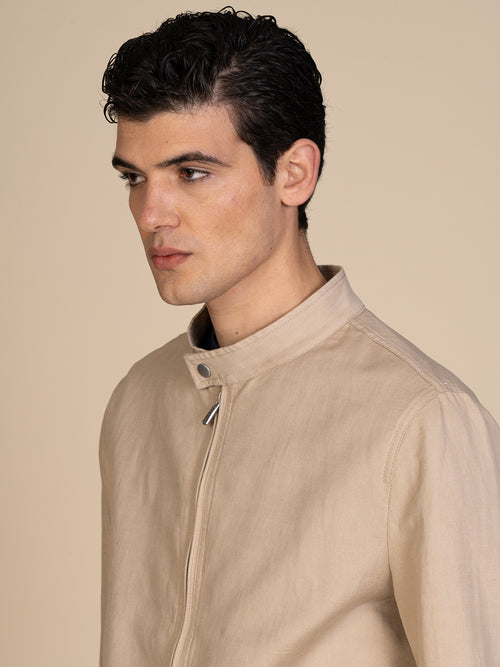 Giubbotto lino e cotone|Colore:Beige