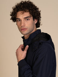 Giubbotto bomber con cappuccio|Colore:Blu