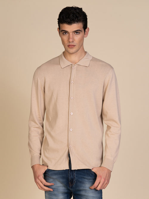 Maglia cardigan in cotone|Colore:Sabbia