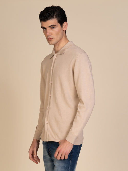 Maglia cardigan in cotone|Colore:Sabbia