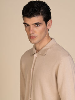 Maglia cardigan in cotone|Colore:Sabbia