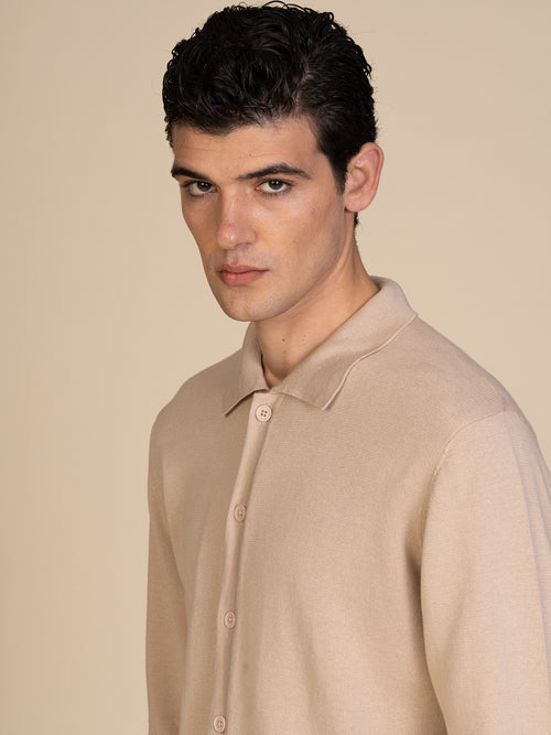 Maglia cardigan in cotone|Colore:Sabbia