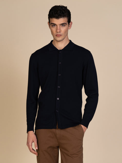 Maglia cardigan in cotone|Colore:Blu