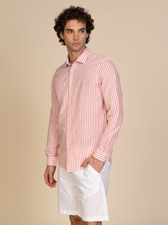 Camicia lino e cotone|Colore:Rust