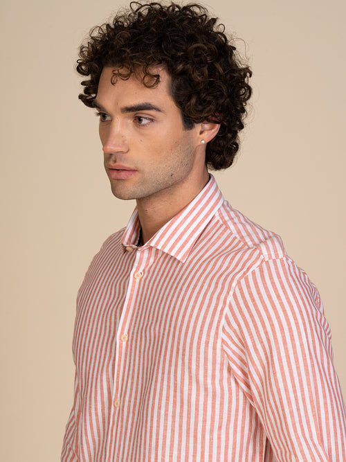 Camicia lino e cotone|Colore:Rust
