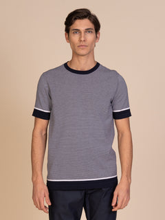 Maglia girocollo a righe |Colore:Blu