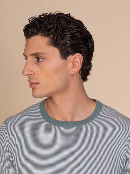 Maglia girocollo a righe |Colore:Salvia