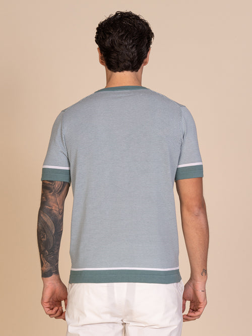 Maglia girocollo a righe |Colore:Salvia