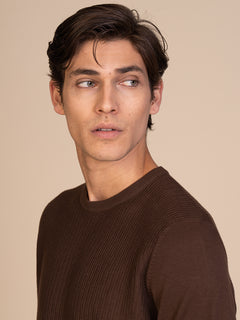 Maglia girocollo lavorazione maglia|Colore:Cacao