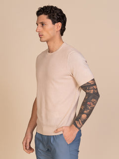 Maglia girocollo lavorazione maglia|Colore:Sabbia