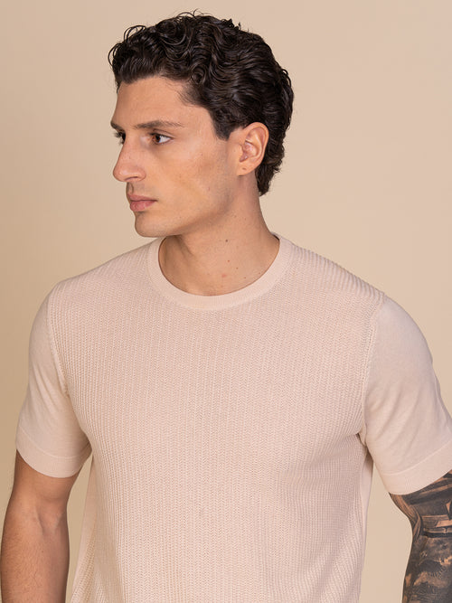 Maglia girocollo lavorazione maglia|Colore:Sabbia