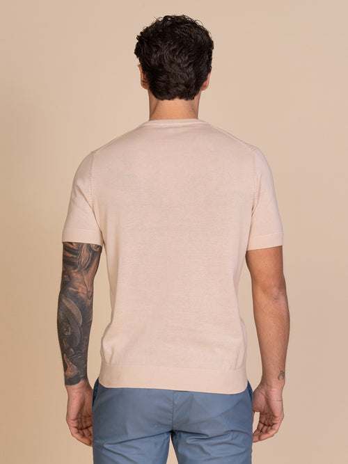 Maglia girocollo lavorazione maglia|Colore:Sabbia