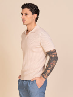 Polo maglia con lavorazione|Colore:Sabbia