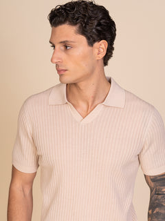 Polo maglia con lavorazione|Colore:Sabbia