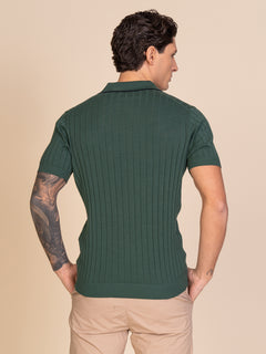 Polo maglia con lavorazione righe|Colore:Verde