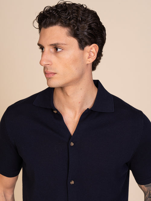 Polo maglia Full-button|Colore:Blu