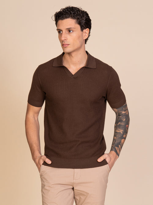 Polo maglia lavorazione frontale|Colore:Cacao