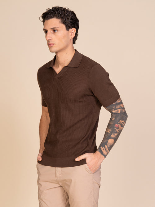Polo maglia lavorazione frontale|Colore:Cacao