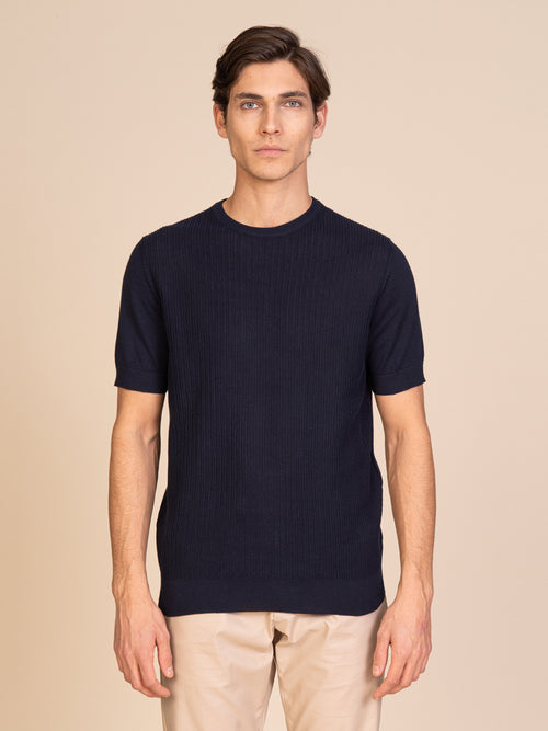 Maglia girocollo lavorazione maglia|Colore:Blu