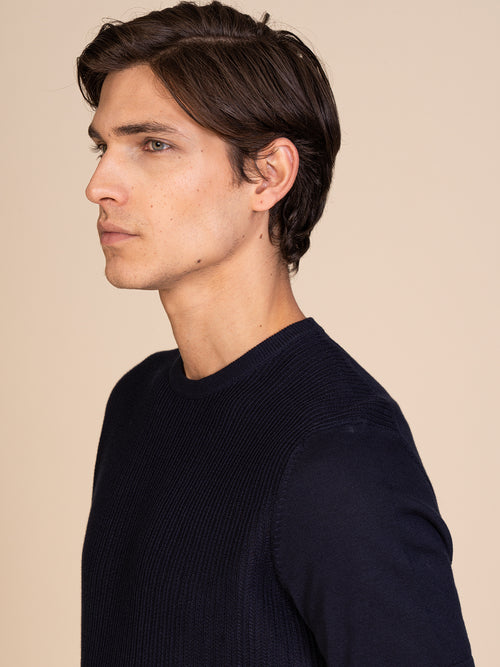 Maglia girocollo lavorazione maglia|Colore:Blu