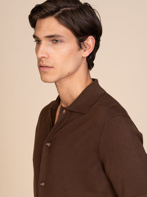 Polo maglia Full-button|Colore:Cacao