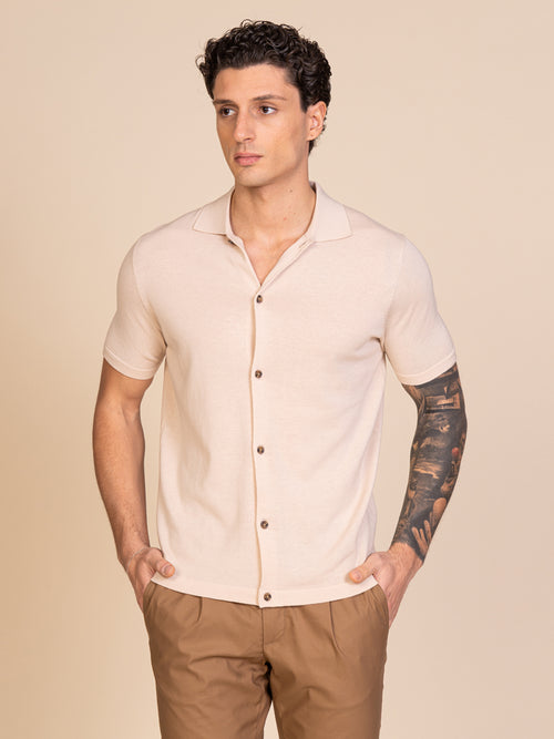 Polo maglia Full-button|Colore:Sabbia