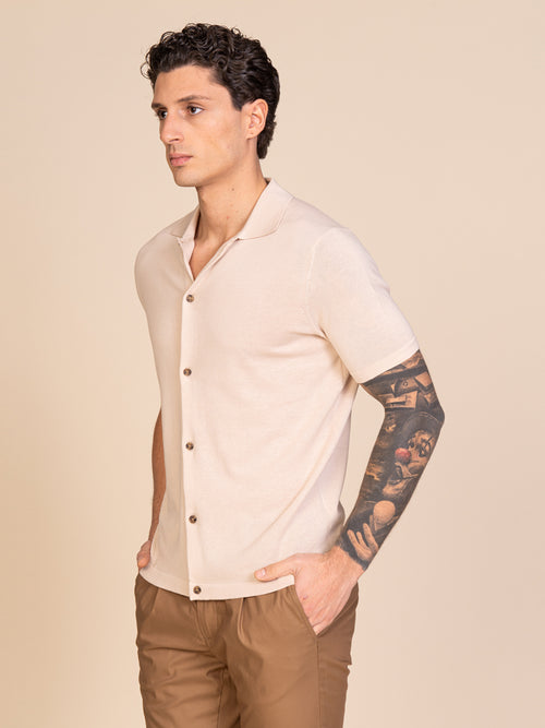 Polo maglia Full-button|Colore:Sabbia