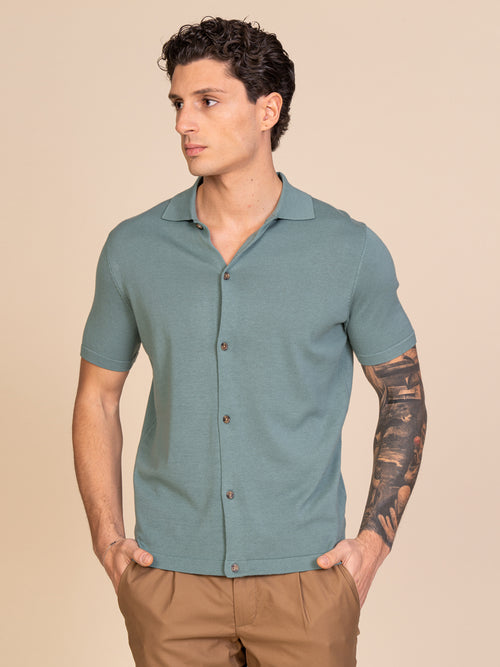 Polo maglia Full-button|Colore:Salvia