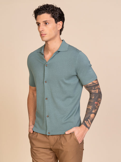 Polo maglia Full-button|Colore:Salvia